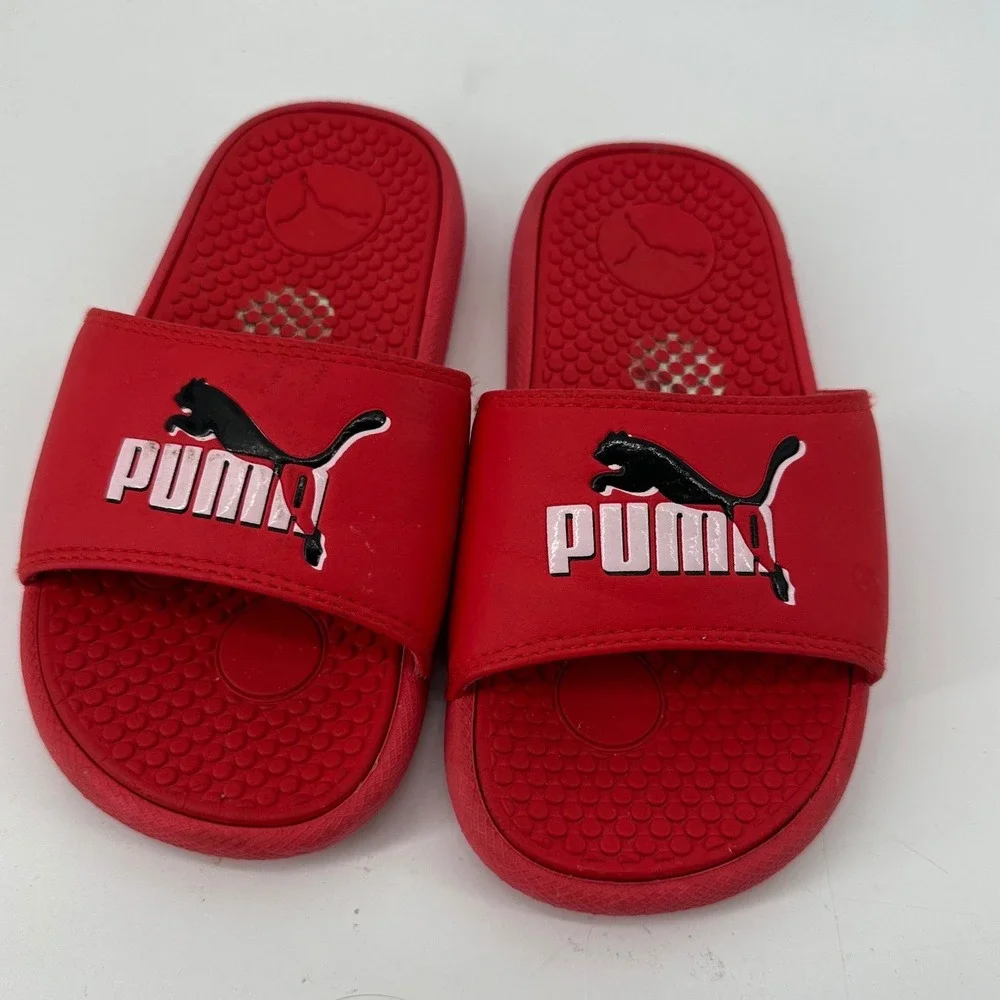 Puma Cool Cat Red Slides Kids Youth Size 13 Slip On Athletic Sandals
